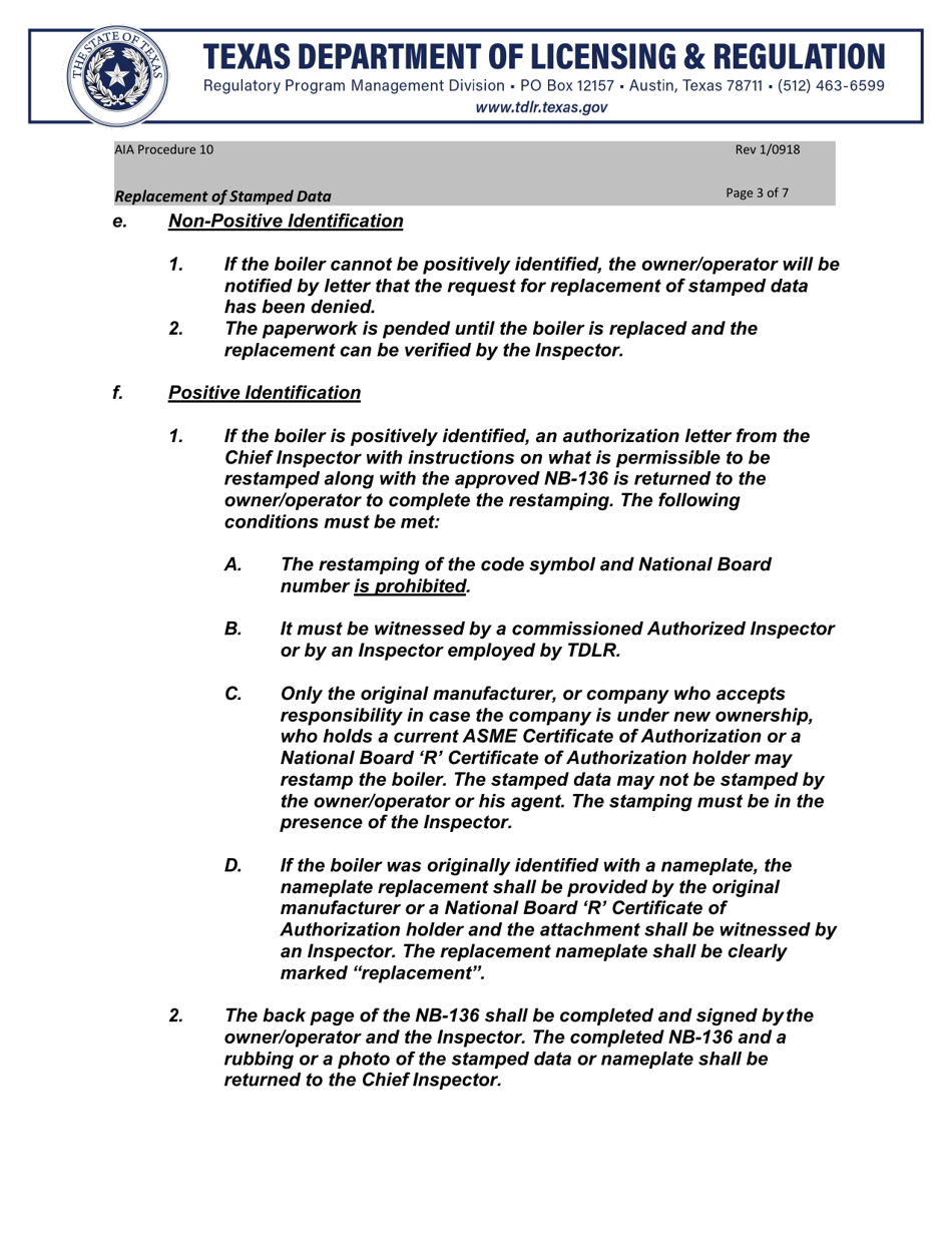 Form NB-136 Replacement of Stamped Data Form - Texas, Page 2