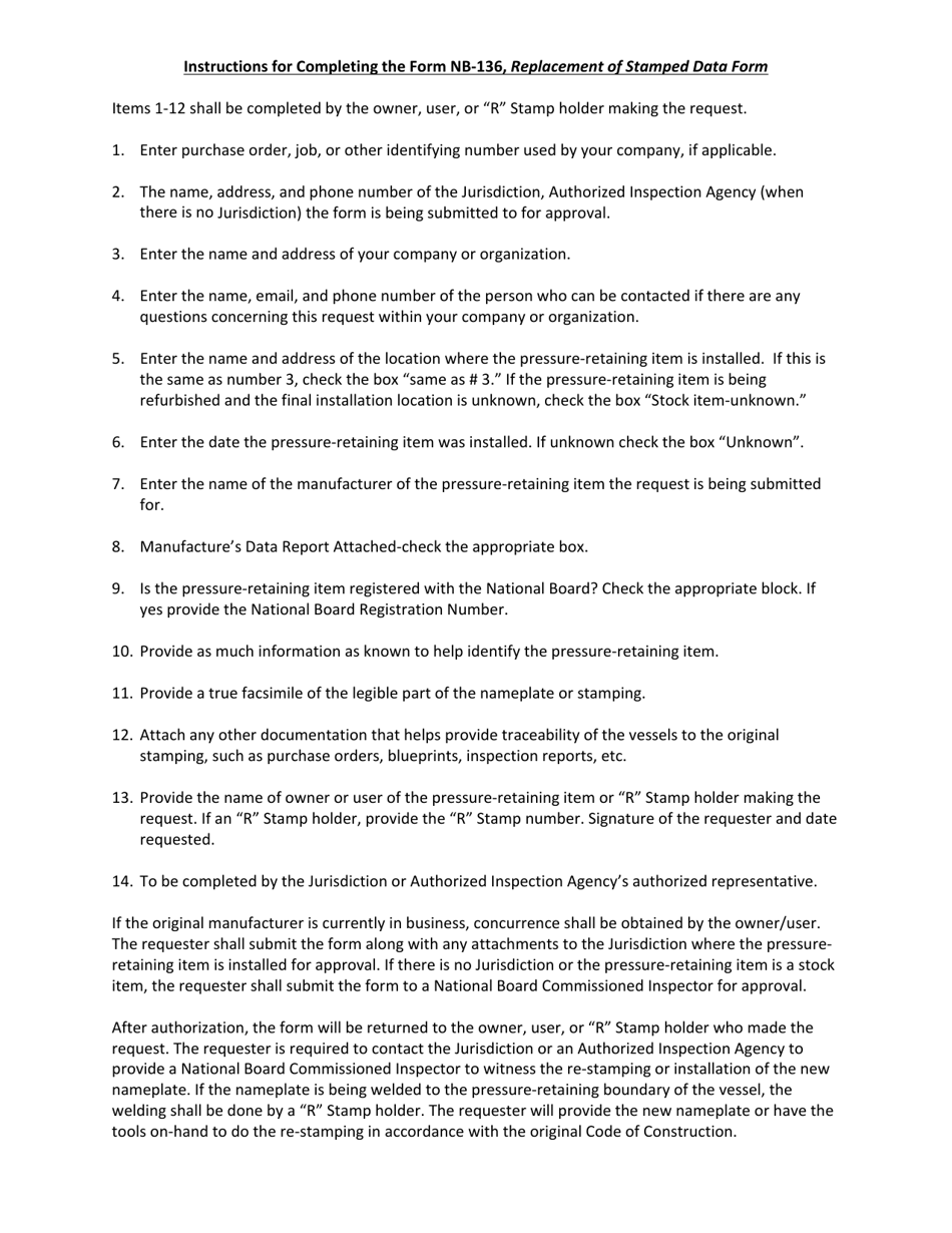 Form NB-136 Replacement of Stamped Data Form - Texas, Page 4