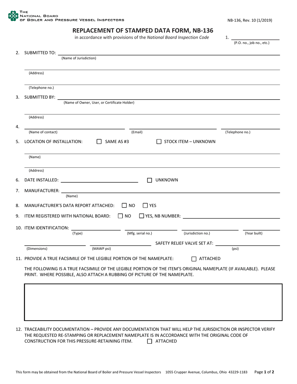 Form NB-136 Replacement of Stamped Data Form - Texas, Page 6