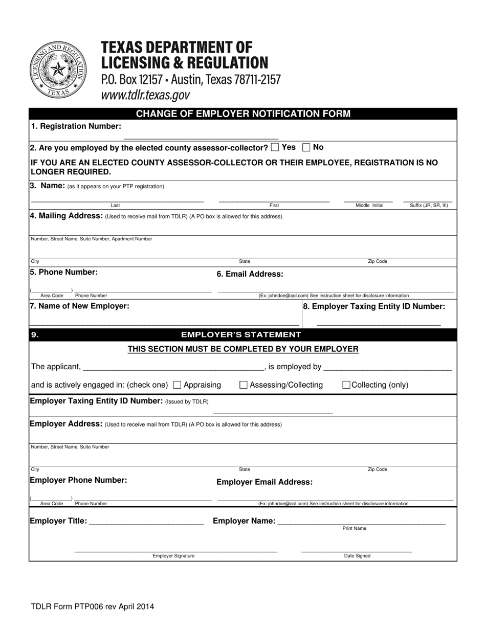 Tdlr Form Ptp006 Fill Out Sign Online And Download Printable Pdf Texas Templateroller