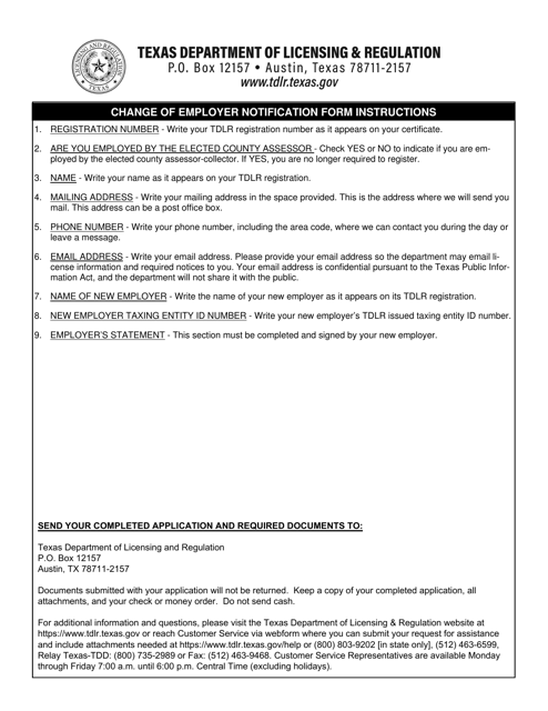 TDLR Form PTP006  Printable Pdf