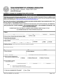 TDLR Form BAR001 Barber License by Examination Application - Texas, Page 3