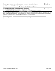 TDLR Form BAR001 Barber License by Examination Application - Texas, Page 4