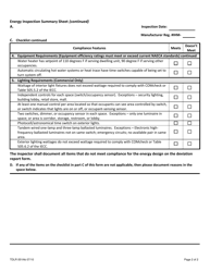 Form TDLR051IHB Energy Inspection Summary Sheet - Texas, Page 2