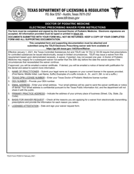 TDLR Form POD014 &quot;Doctor of Podiatric Medicine Electronic Prescribing Waiver Form&quot; - Texas