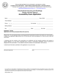 Document preview: Form TDLR066IHB Design Review Agency Accessibility Exam Application - Texas