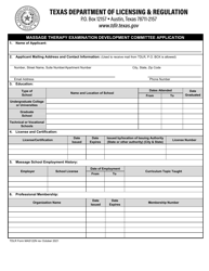 TDLR Form MAS122N Massage Therapy Examination Development Committee Application - Texas, Page 2