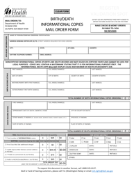 DOH Form 422-185 Birth/Death Informational Copies Mail Order Form - Washington, Page 3