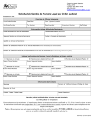 Document preview: DOH Formulario 422-126 Solicitud De Cambio De Nombre Legal Por Orden Judicial - Washington (Spanish)