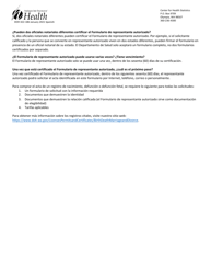 DOH Formulario 422-186 Representante Autorizado - Washington (Spanish), Page 2