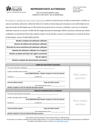 DOH Formulario 422-186 Representante Autorizado - Washington (Spanish), Page 3