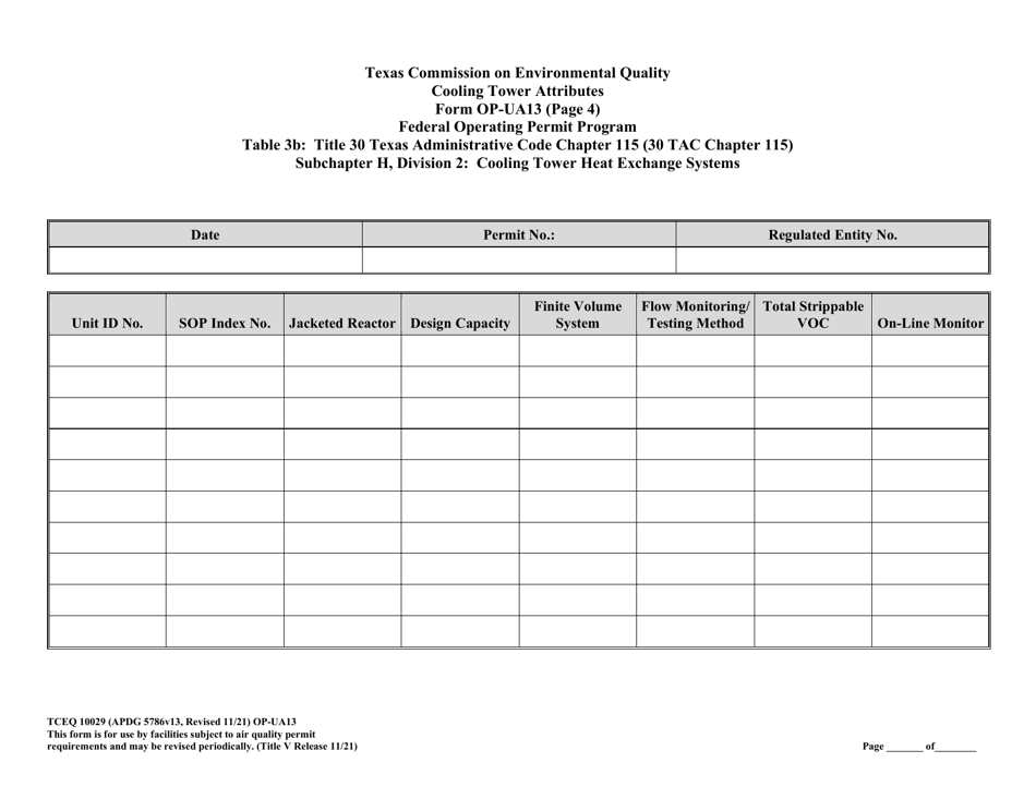 Form OP-UA13 (TCEQ-10029) Cooling Tower Attributes - Texas, Page 11