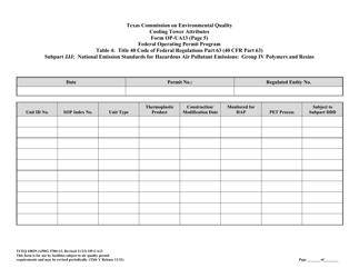 Form OP-UA13 (TCEQ-10029) Cooling Tower Attributes - Texas, Page 12