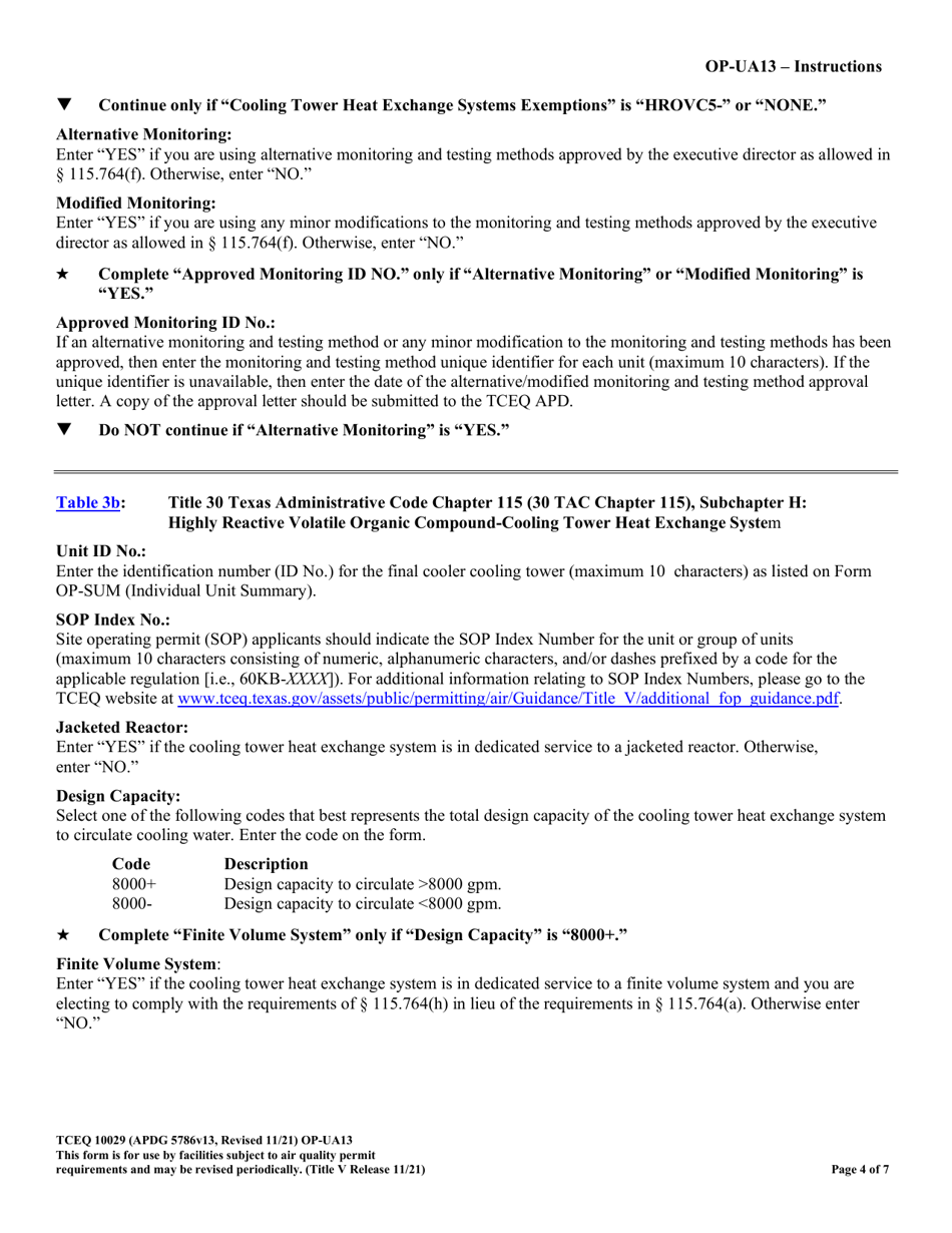 Form OP-UA13 (TCEQ-10029) Cooling Tower Attributes - Texas, Page 4