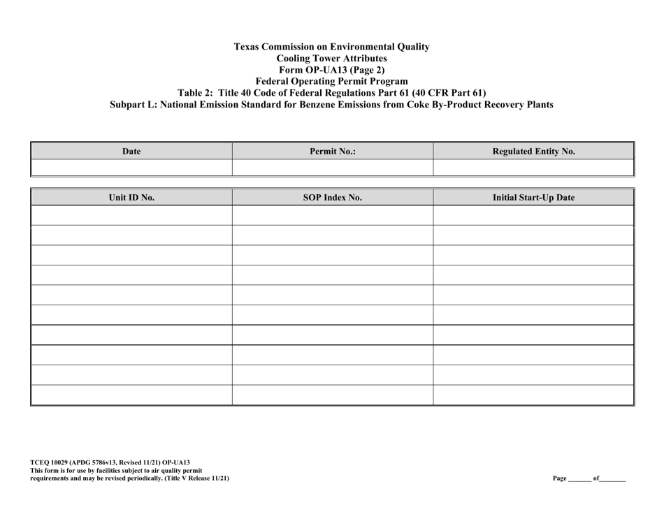 Form OP-UA13 (TCEQ-10029) Cooling Tower Attributes - Texas, Page 9
