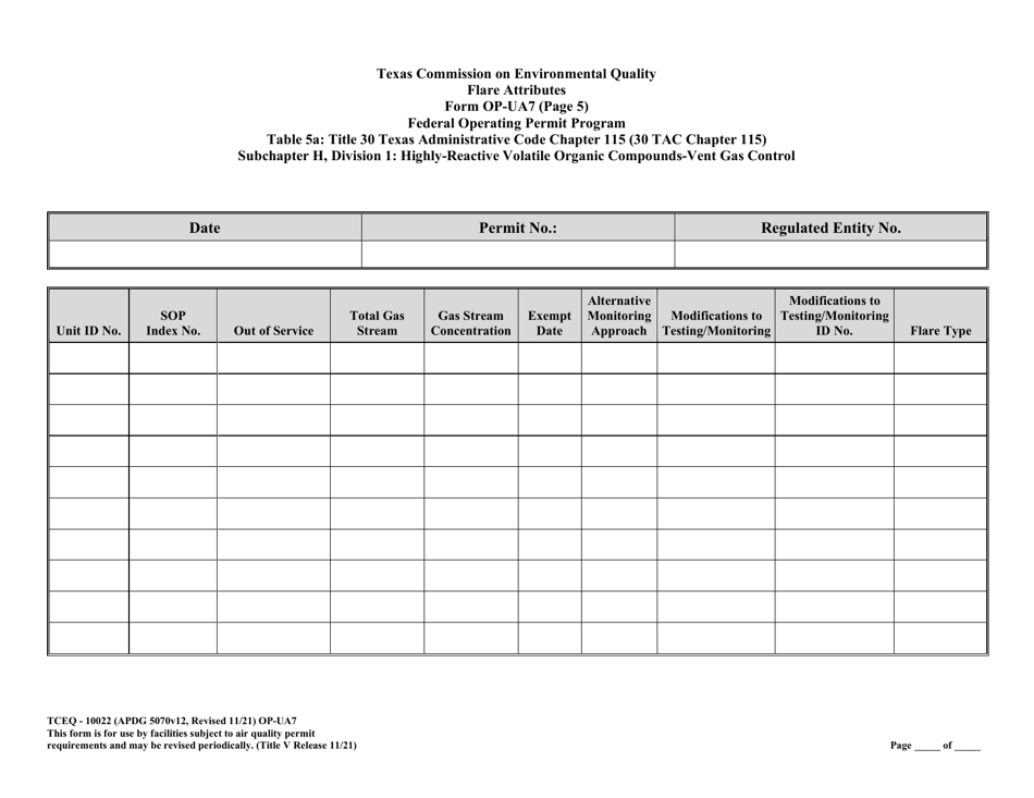 Form OP-UA7 (TCEQ-10022) - Fill Out, Sign Online and Download Fillable ...