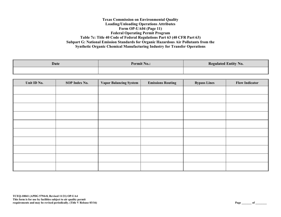 Form OP-UA4 (TCEQ-10041) Loading / Unloading Operations Attributes - Texas, Page 35