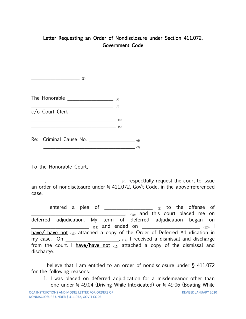 Instructions for Order of Nondisclosure Under Section 411.072 - Texas, Page 4