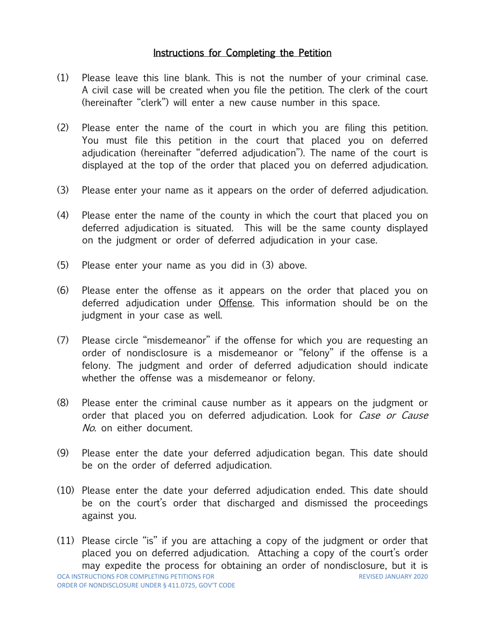 Instructions for Petition for Order of Nondisclosure Under Section 411.0725 - Texas, Page 3