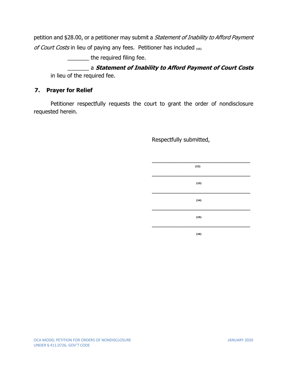 Petition for Order of Nondisclosure Under Section 411.0726 - Texas, Page 6