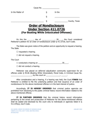 Order of Nondisclosure Under Section 411.0726 (For Boating While Intoxicated Offenses) - Texas