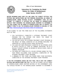 Document preview: Instructions for Petition for Order of Nondisclosure Under Section 411.0727 - Texas