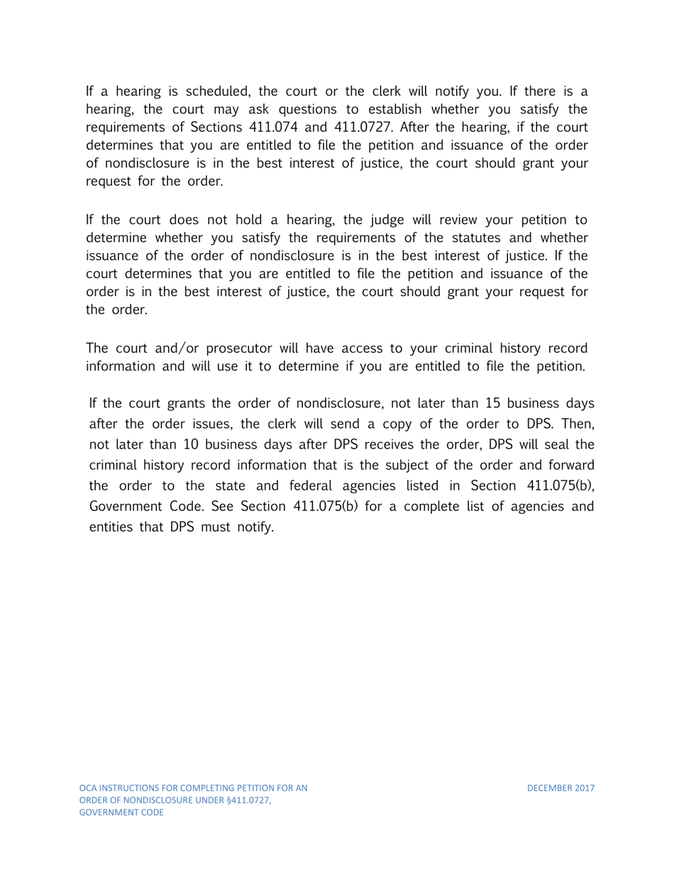 Instructions for Petition for Order of Nondisclosure Under Section 411.0727 - Texas, Page 6