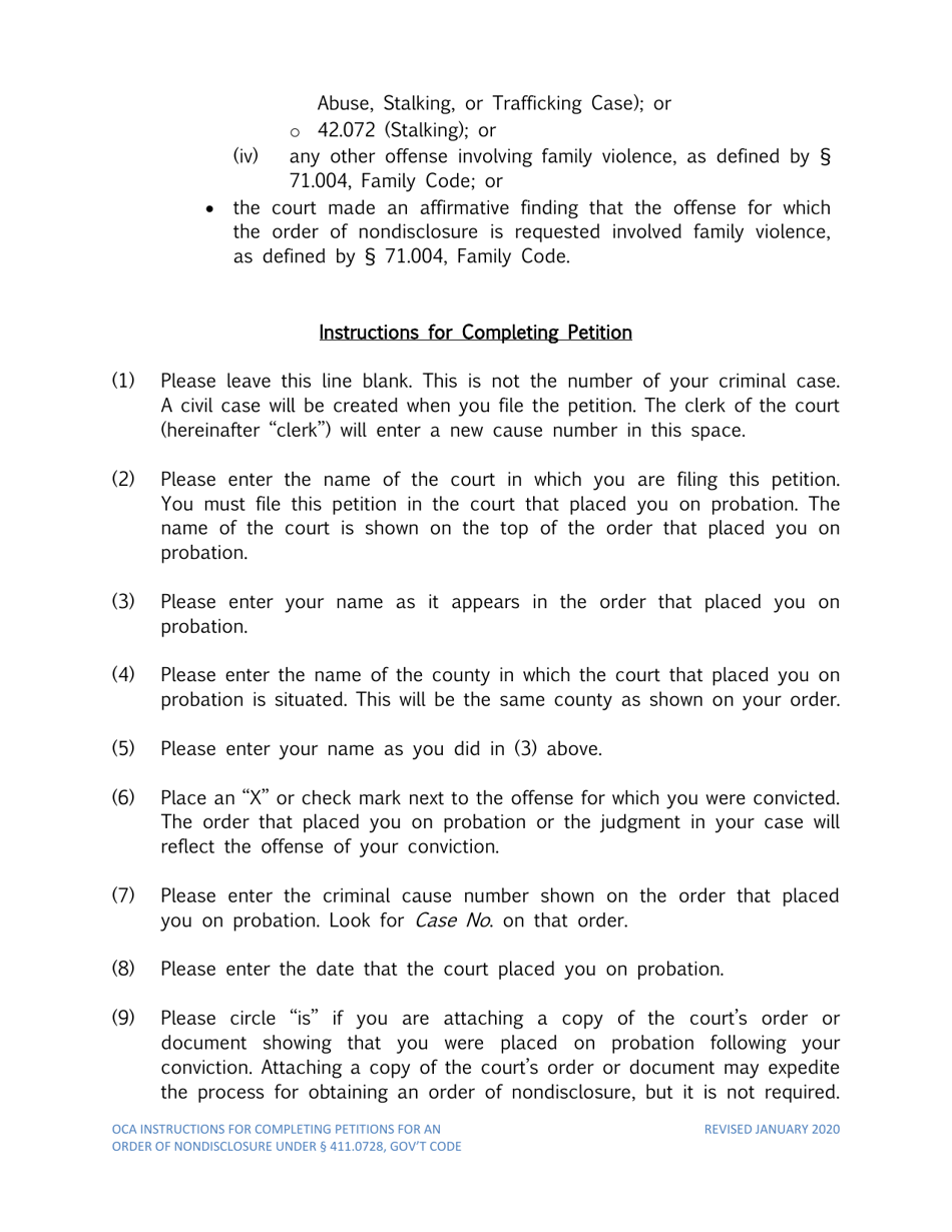 Instructions for Petition for Order of Nondisclosure Under Section 411.0728 - Texas, Page 3
