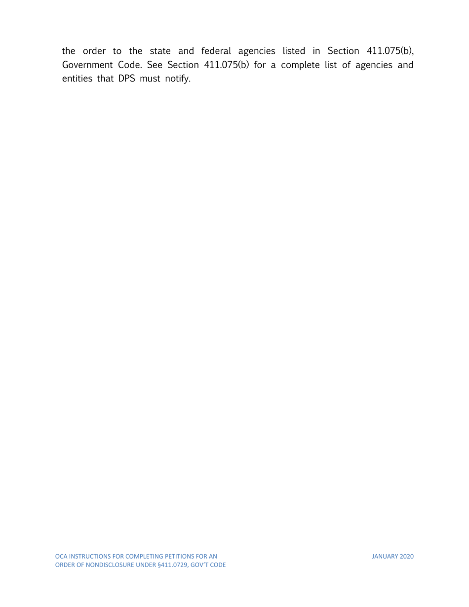 Instructions for Petition for Order of Nondisclosure Under Section 411.0729 - Texas, Page 5