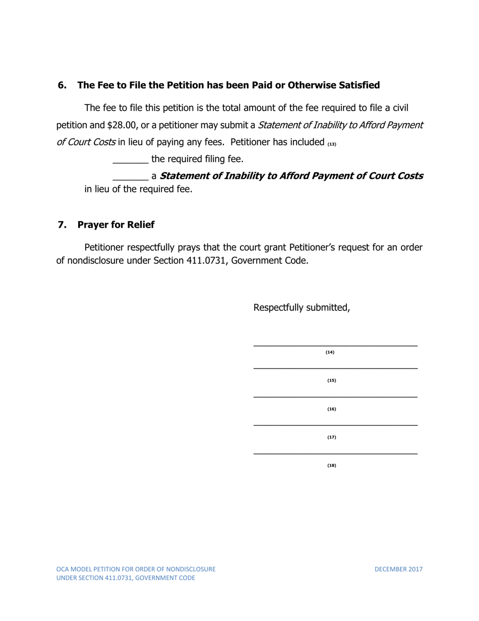 Petition for Order of Nondisclosure Under Section 411.0731 - Texas, Page 6