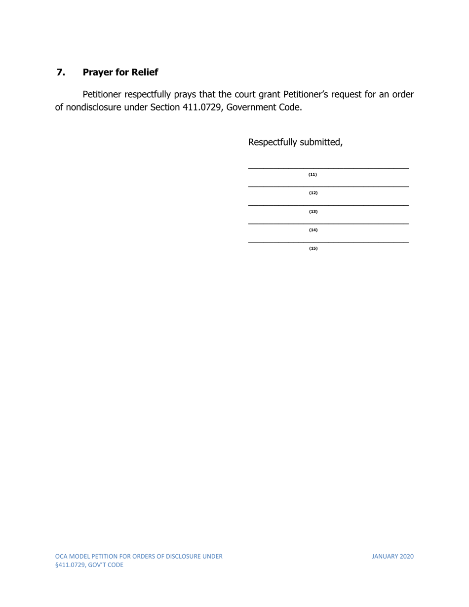 Petition for Order of Nondisclosure Under Section 411.0729 - Texas, Page 3