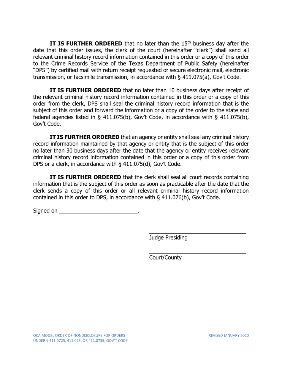 Order of Nondisclosure - Texas, Page 2