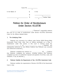 Petition for Order of Nondisclosure Under Section 411.0736 - Texas