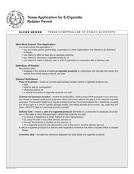 Form AP-242 &quot;Texas Application for E-Cigarette Retailer Permit&quot; - Texas