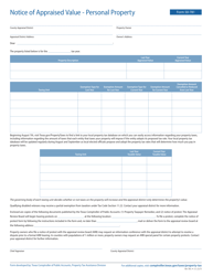 Document preview: Form 50-781 Notice of Appraised Value - Personal Property - Texas