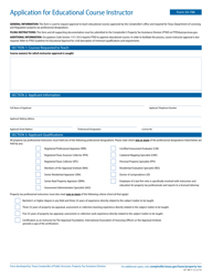 Document preview: Form 50-788 Application for Educational Course Instructor - Texas