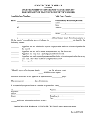 Document preview: Court Reporter's Status Report and/or Request for Extension of Time to File Reporter's Record - Seventh Court of Appeals - Texas
