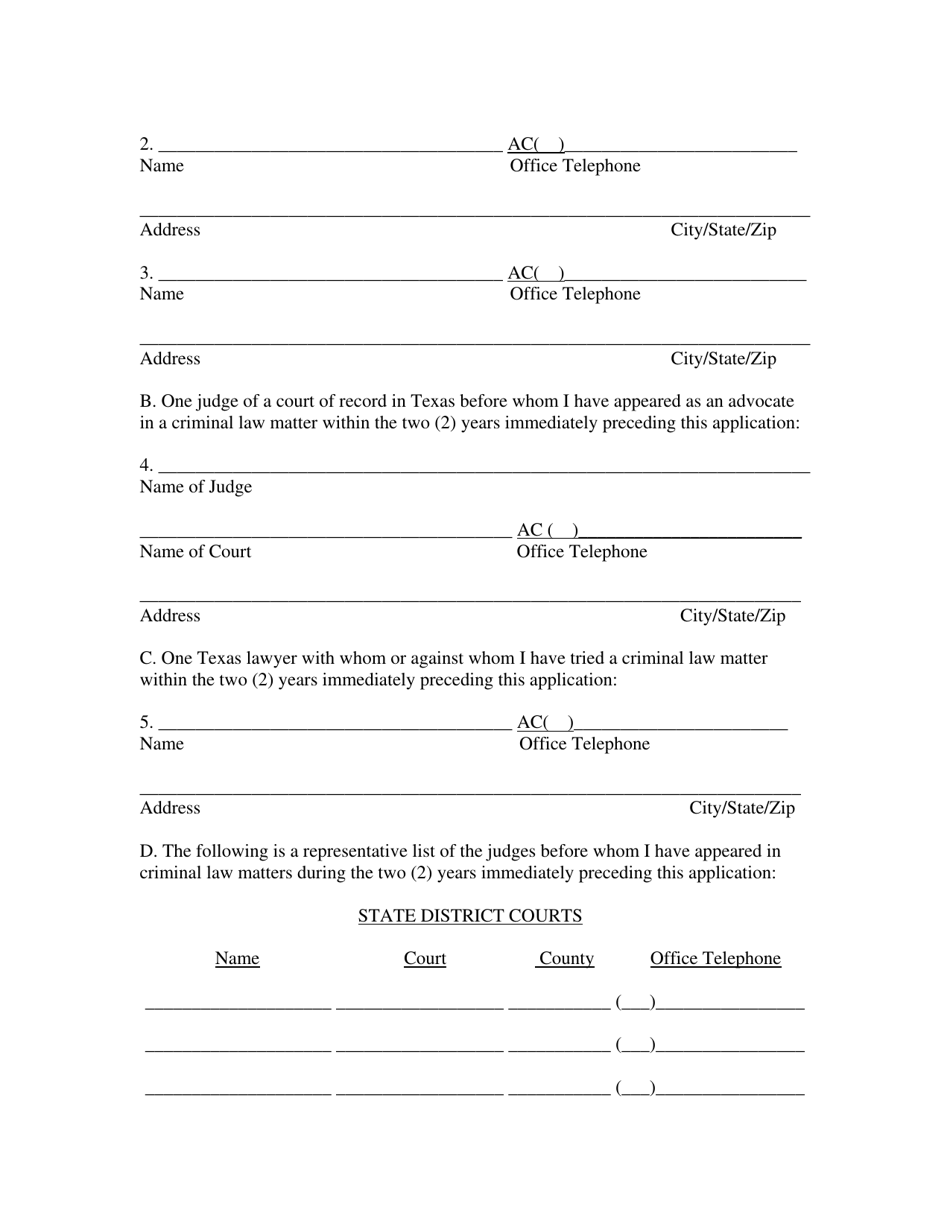 Application for Appointment as Counsel Pursuant to Article 11.071, Code of Criminal Procedure - Texas, Page 2