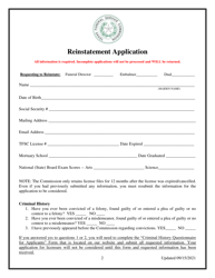 Reinstatement Application - Texas, Page 2