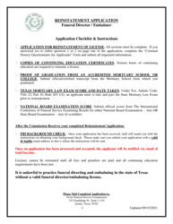 Document preview: Reinstatement Application - Texas