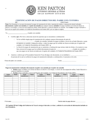 Formulario 1A007S Certificacion De Pagos Directos Del Padre Con Custodia - Texas (Spanish), Page 2