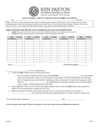 Form 1A007E Non-custodial Parent&#039;s Certification of Direct Payments - Texas, Page 2