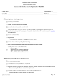 Document preview: Inspector Ce Elective Course Application Checklist - Texas