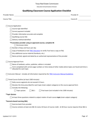 Document preview: Qualifying Classroom Course Application Checklist - Texas