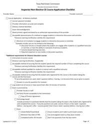 Document preview: Inspector Non-elective Ce Course Application Checklist - Texas