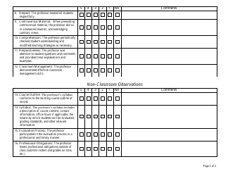 Classroom Observation Form for Teaching Faculty, Page 2