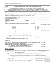 Form 1-A Conditional Employee and Food Employee Interview - Michigan