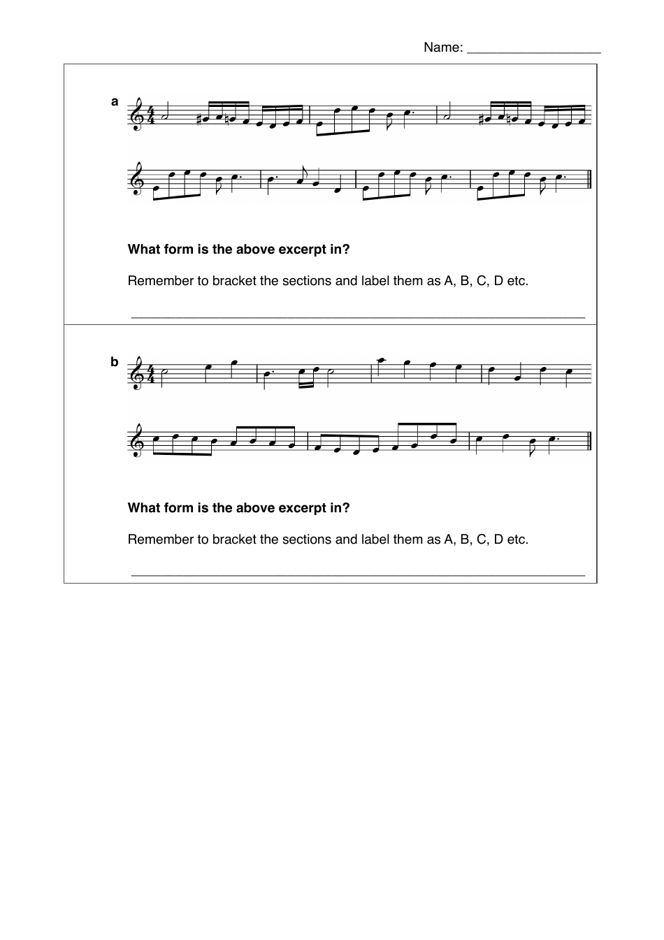 Rondo Form Music Worksheet, Page 3