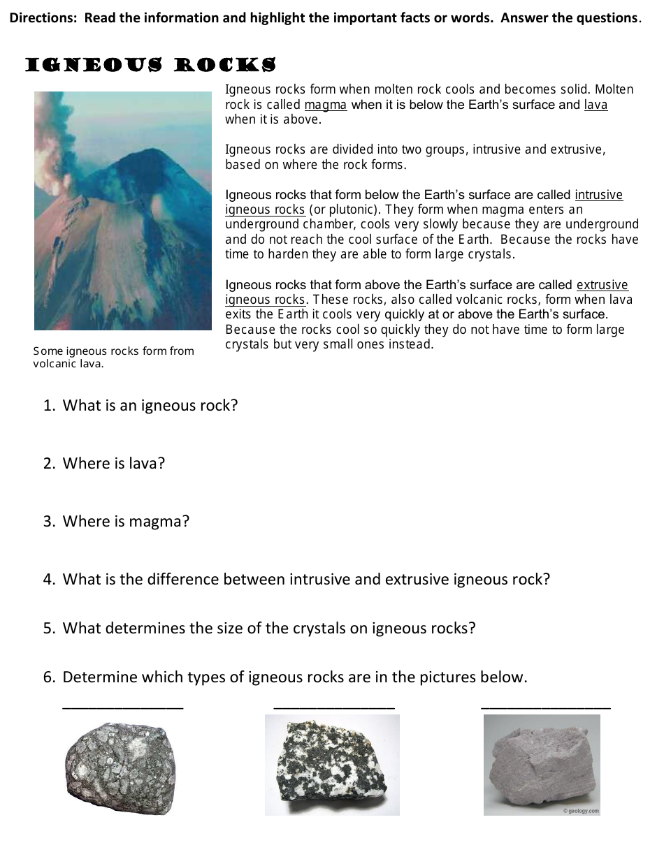 Sedimentary Rock Formation Geology Worksheet, Page 3