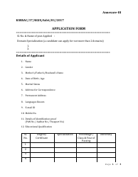 Annexure III &quot;Application Form&quot; - Karnataka, India